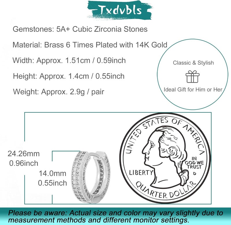 Txdvbls Store Hoop Earrings for Men | 14K Gold Plated Cartilage Huggie Earrings, Hypoallergenic Lightweight CZ Inlaid for Sensitive Ears - Image 5